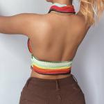 Weave Sexy Girl Cross Top Tight Short Length Halter Irregular