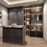 YALIG Bedroom Furniture Portable and Foldable Wooden Wardrobe with Contemporary