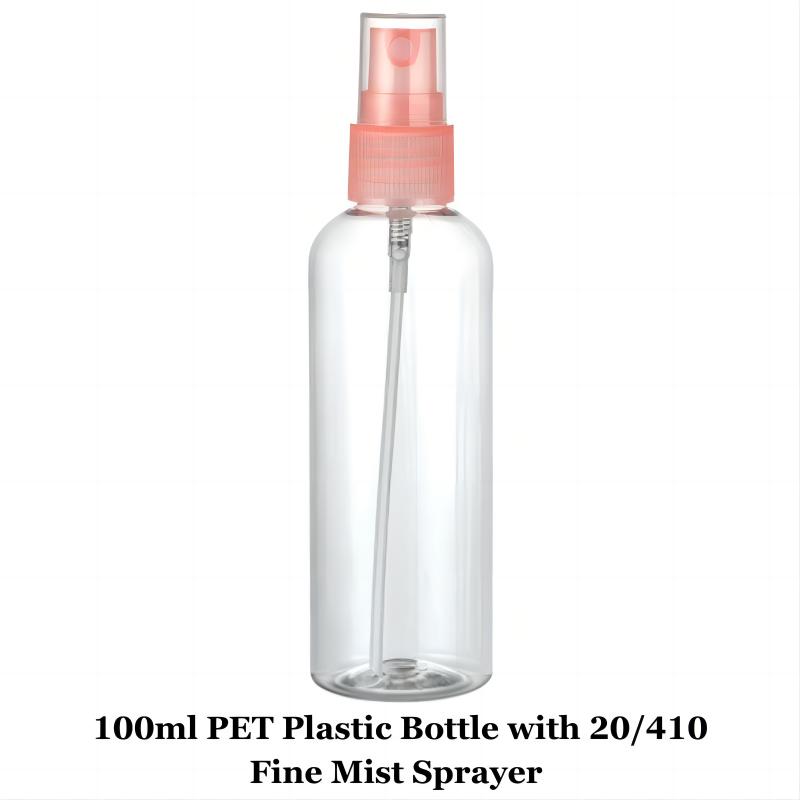Base Material PET Portable 50ml 100ml Plastic Bottles with Lotion Pump Fine Mist Sprayer
