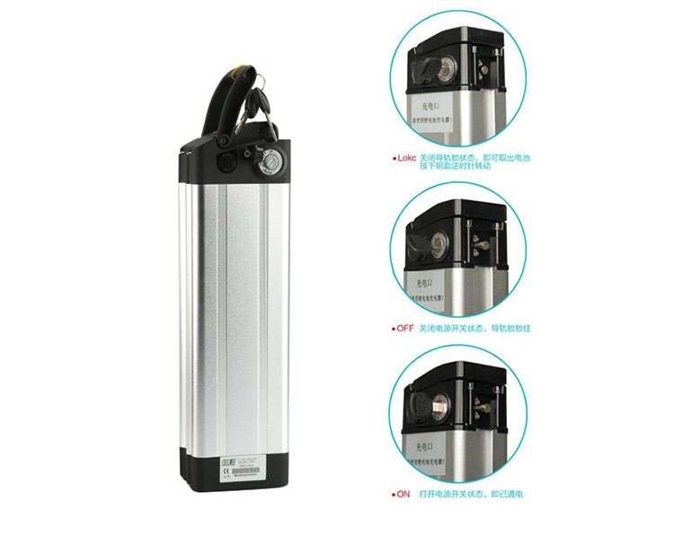 36V 48V Silverfish Electric Bike Lithium Battery Distance Per Charge 30-60KM