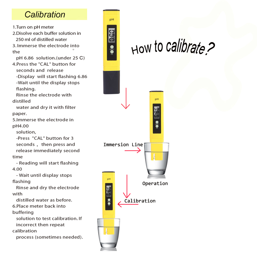 Easy-to- pH Meter for Aquarium Water Testing Resolution 0.01pH Dimension 155*30*18 mm