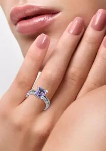 Quality Amethyst and White Sapphire Cable Ring With 925 Sterling Silver wholesale