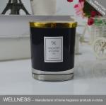 Clean Burning Natural Soy Wax Candles , Gold Lid Black Glass Candle Jars
