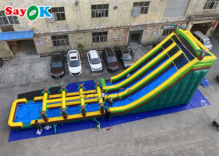 Large Multi Channel PVC Inflatable Bouncer Slide With Pool