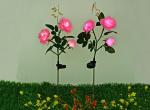 Solar three heads rose lights Ground decoration lawn lamp