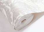 Ivory White Embossed Floral Pattern Wallpaper / Wall Coverings For Shop Walls
