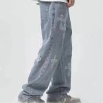 OEM Mens Side Pocket Jeans Washed Vintage Baggy Multi Pocket Jeans Men