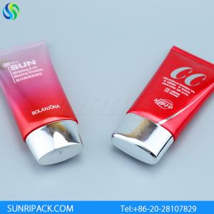 Quality Oval cosmetic tube, Flat cosmetic tube, Red laminated aluminum tube wholesale