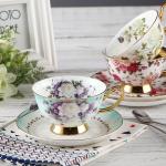 Non Toxic Crisp Gorgeous Gold Rimmed Latte Bone China Tea Cups