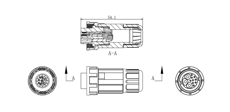 Self Locking M19 Connector Waterproof IP67 Electrical Female Connector