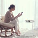 Tomile White 21.62 inch Height Livingroom End Table 55lb For Laptop C Shaped