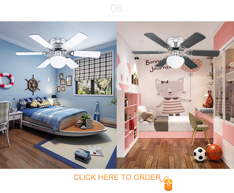1stshine 32 Inch Ceiling Fan Light with 6 MDF Blades and Remote Control 10-Year Motor