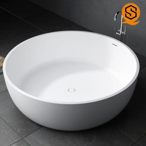 Quality Hotel, villa, apartment project furniture matte white large round standing artificial stone bathtub wholesale