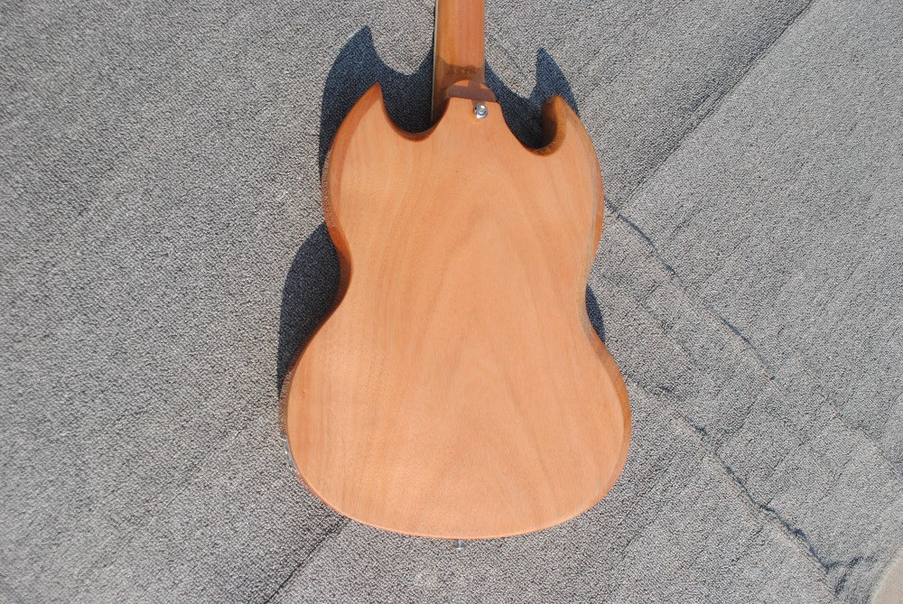 High quality custom 6 string electric guitar, flame maple veneer, wood color body, double F hole half hollow body, rosew