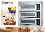 Stainless steel Comercial Microcomputer Three Deck Six Trays Electric Bakery