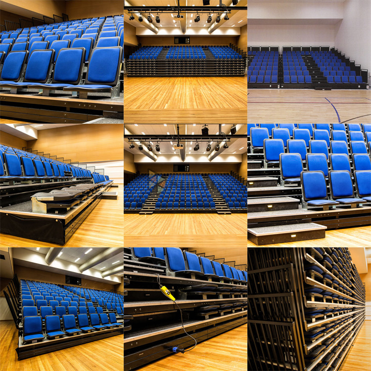Simple design Fireproof Fixed telescoping bleachers for gym