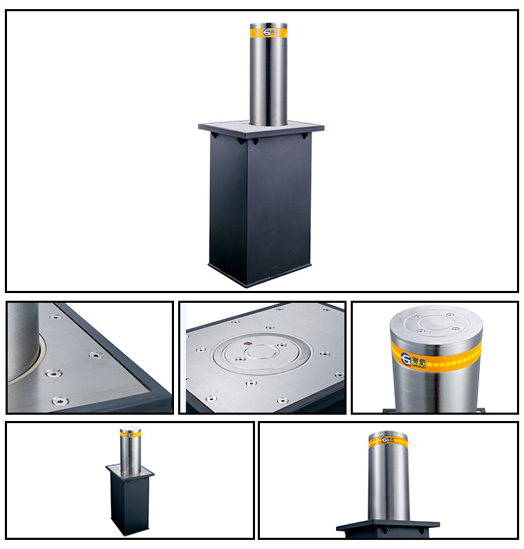 H 1100mm Hydraulic Rising Bollard Dia 273mm 304 Stainless Steel Road Safety Bollards