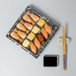 Quality Square Japanese Disposable Plastic Food Container Party Takeaway Sushi Trays With Lid wholesale