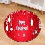 80cm red Round Santa Claus Elk Christmas Festive Floor Mat Anti SlipCircular