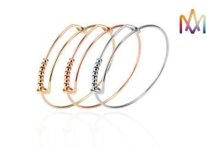 Quality SS304 Twisted Expandable Movable Bead Womens Engraved Bracelets wholesale