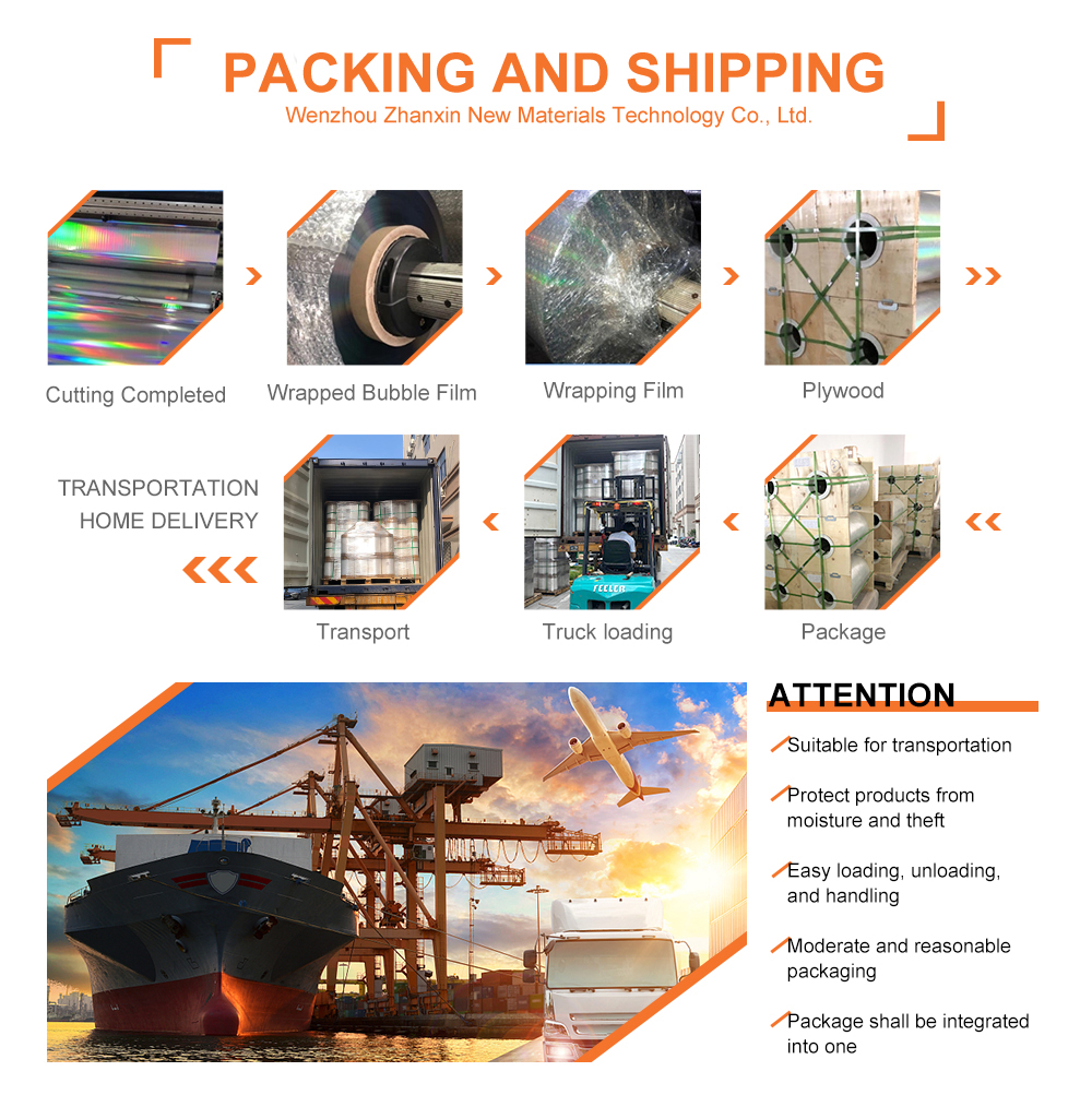 Packaging Decoration Holographic Vinyl Film with UV Offset/Silk Screen/Flex Printing