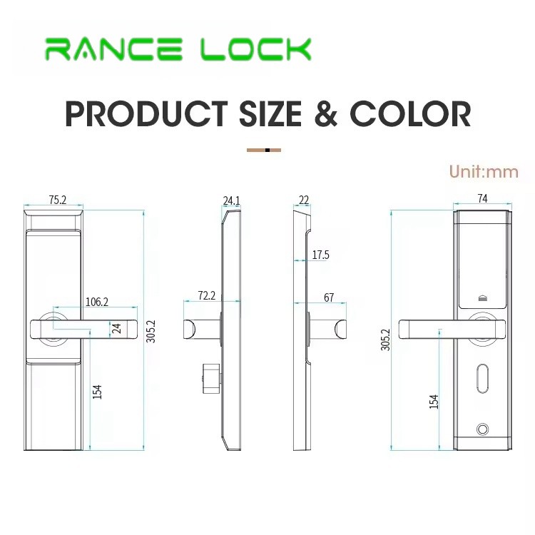 Anti Theft Hotel RFID Door Locks Stainless Steel Electronic Card Door Lock Waterproof