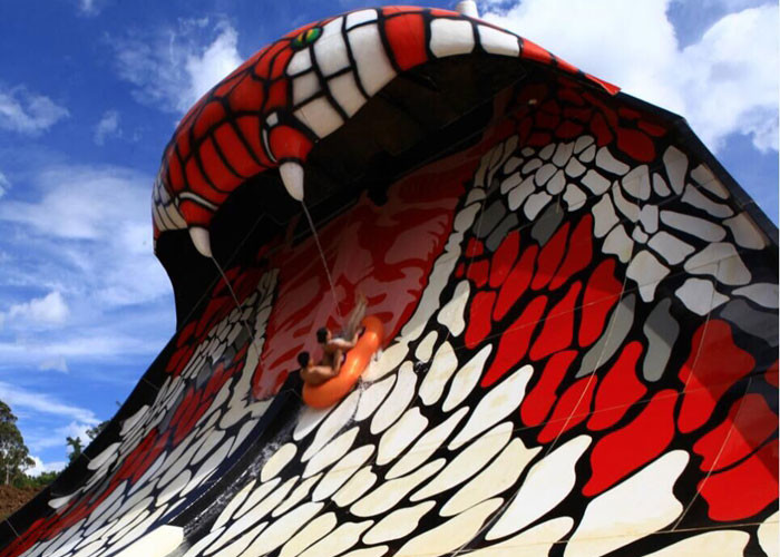 58M * 19M Custom Water Slides / Water Park Equipment Fiberglass Snake Style