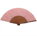 Technique Painted Wood Hand Fan Customized Design for Gift Museum Souvenir White