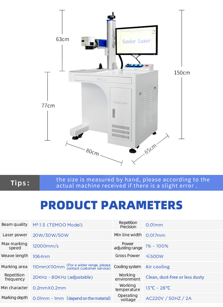 Full Closed Cabinet Fiber Laser Marking Machine For Hardware Tools / Kitchen Knives / Bottles