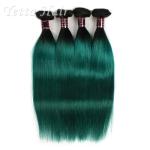 1B Green Ombre Human Hair Extension Silky Straight Hair Weave