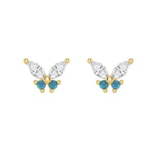 Quality 18K Gold Marquise Cut Turquoise CZ 925 Sterling Silver Butterfly Stud Earrings for Women wholesale