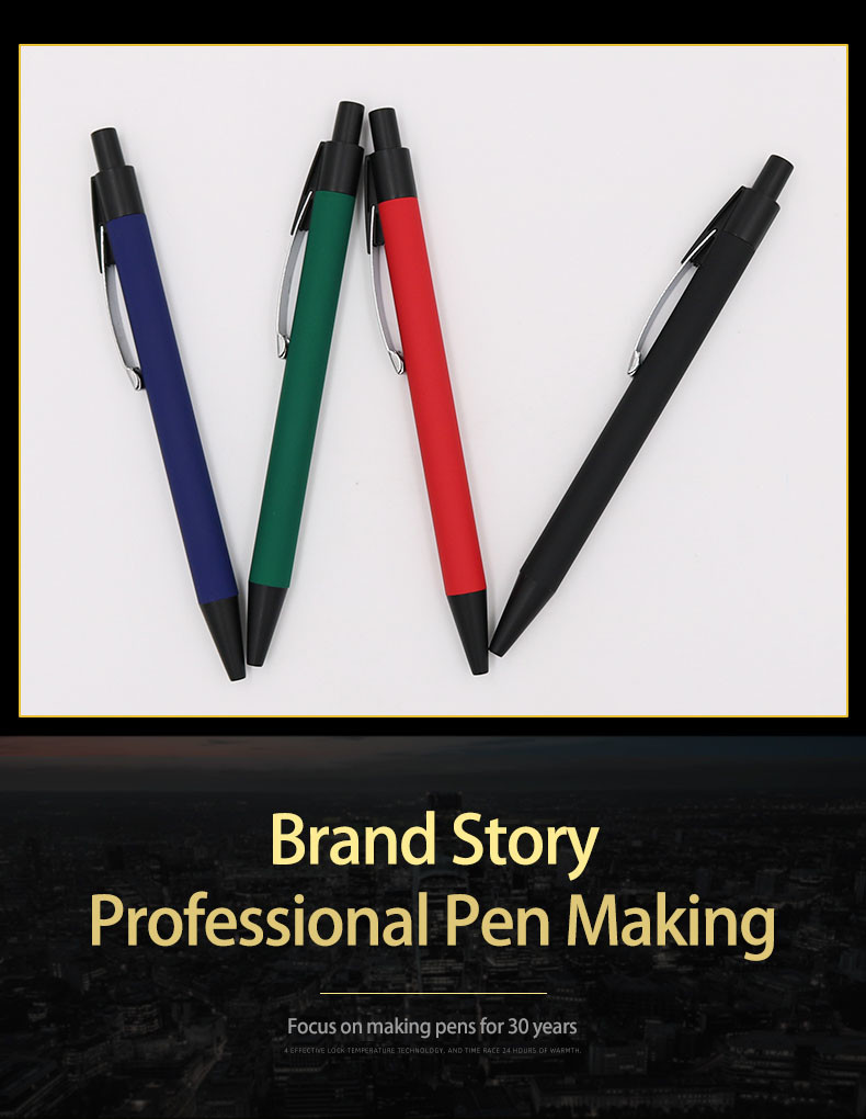 Colorful Metal Ballpoint Pen Press Style Classic Aluminum Ball Pen With Clip