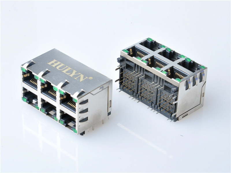 HULYN RJ45 Shielded RJ45 Modular Jack Connector,with LEDs, 2x3 Ports,RJ45 connector