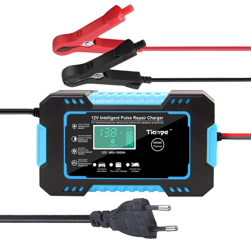 12V 24V AGM GEL Battery Intelligent Pulse Repair Charger Portable