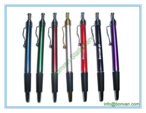 Quality metallic barrel click advertising gift ball pen wholesale