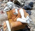 polished marble sleeping girl statue in chair/ nature stone sculpture