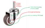 small furniture rubber caster soft TPR wheels 1.5 inch