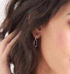 Wedding Occasion Simple Silver Cable Link Stud Earring 30mm Height Elegant