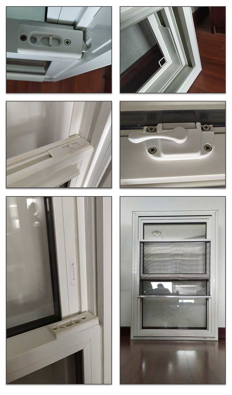 Double Hung Modern UPVC Windows With Grill Vinyl Waterproof Internal Glazing Windows