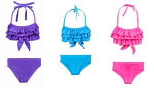 Quality 2Pcs Mermaid Tail Swimsuit , Princess Ruffles Mmermaid Bikini Set For Kids Girls wholesale