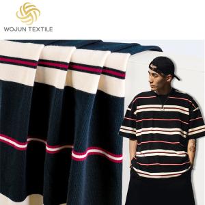 Quality Double Yarn Striped Shirt Fabric , Combing Striped Cotton Knit Fabric wholesale