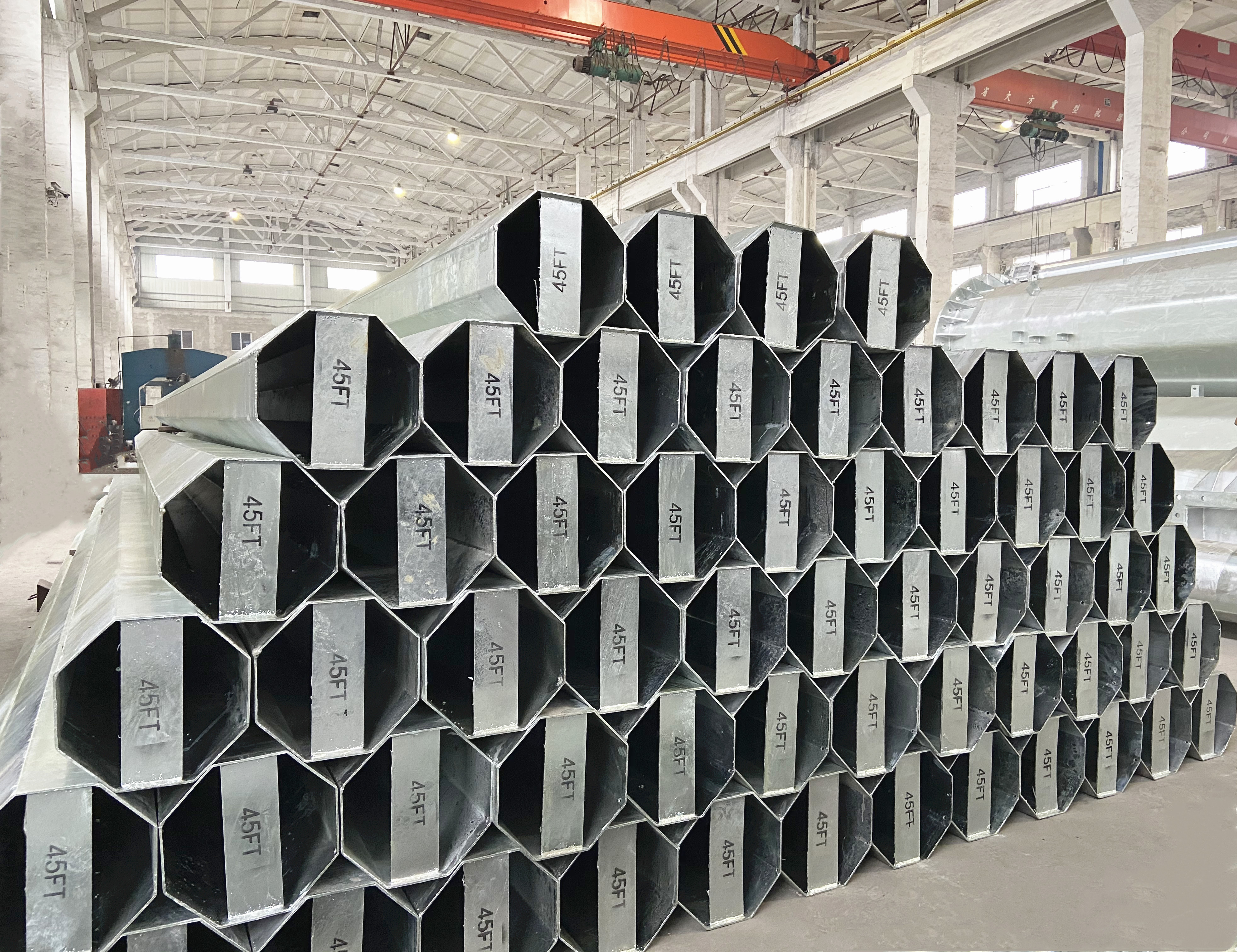 8 Sides Octagonal Galvanized Steel Post Transmission 45FT Steel Electric Pole