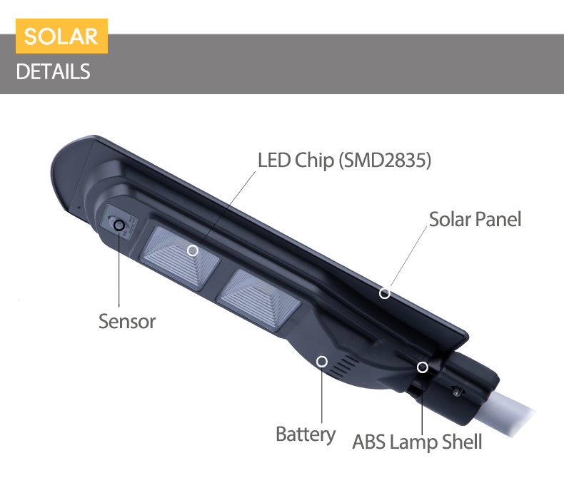 Solar Powered Street Light With 100 Ra Color Rendering Index And Integrated LED Design