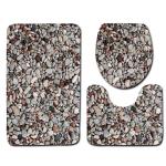 Stone Printed 3 Pc Bath Rug Set 45*75cm Toilet Seat Cover Rug