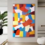 Modern Abstract Hand Painted Canvas Decoration Painting Colorful Textured Oil