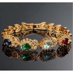 Mix Colour Crystal Women's Tennis Bracelet 18k Gold Plated Gorgeous Wedding