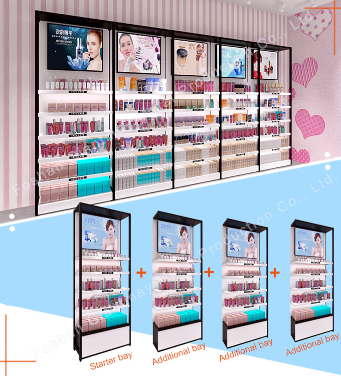 Floor Standing Beauty Eyelash Retail Makeup Display For Supermarket