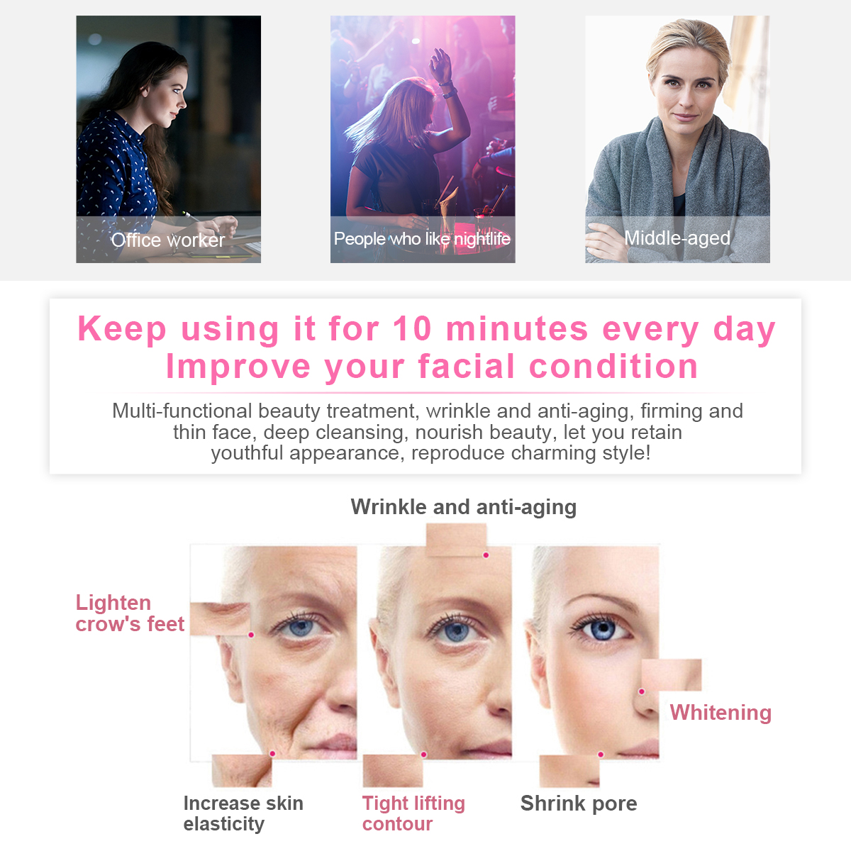 5 in 1 LED EMS Mesotherapy RF Photon Therapy Facial Ultrasonic Vibration Device