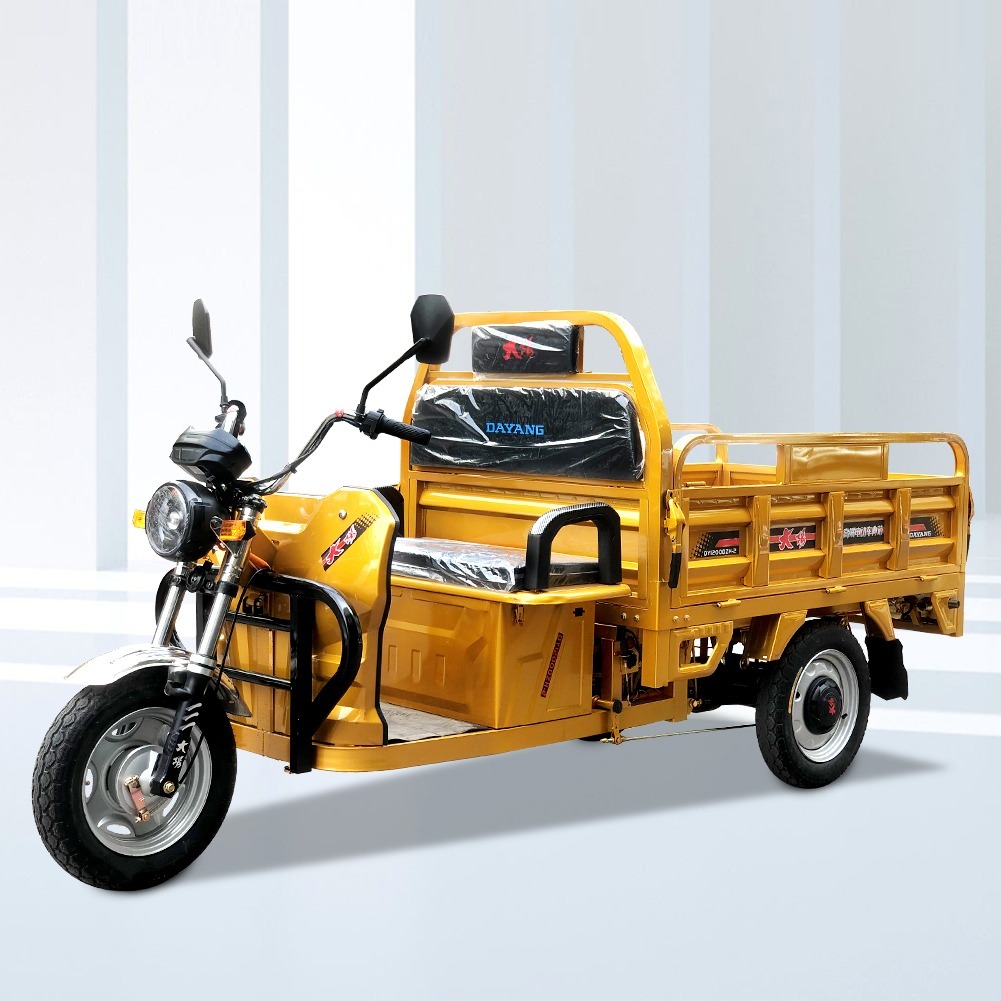72V 1000W Electric Adult Tricycle for Cargo Max Body Trip Power Rickshaw Yellow