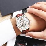 Crystal Diamond Leather Wrist Watch Luminous Moonphase Automatic Watch